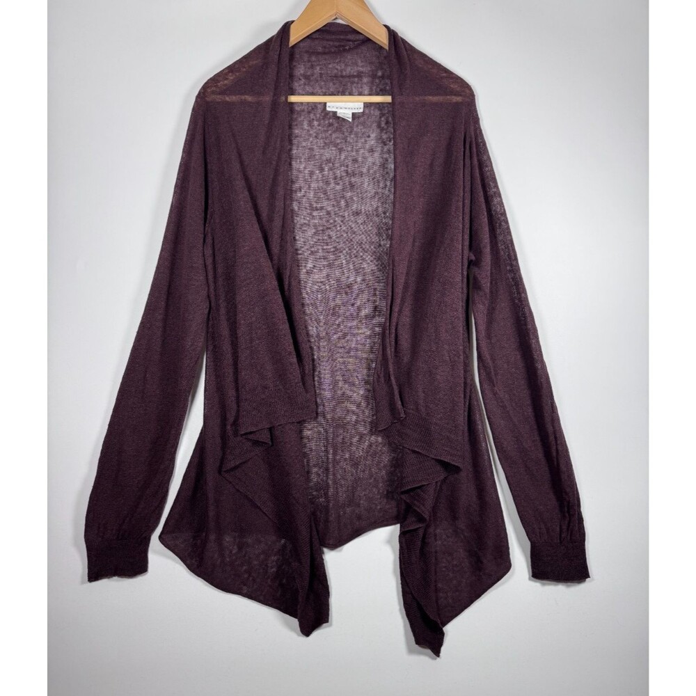 Bryn Walker Cardigan Womens Small Brown Open Front Linen Drape Layering‎ Artisan